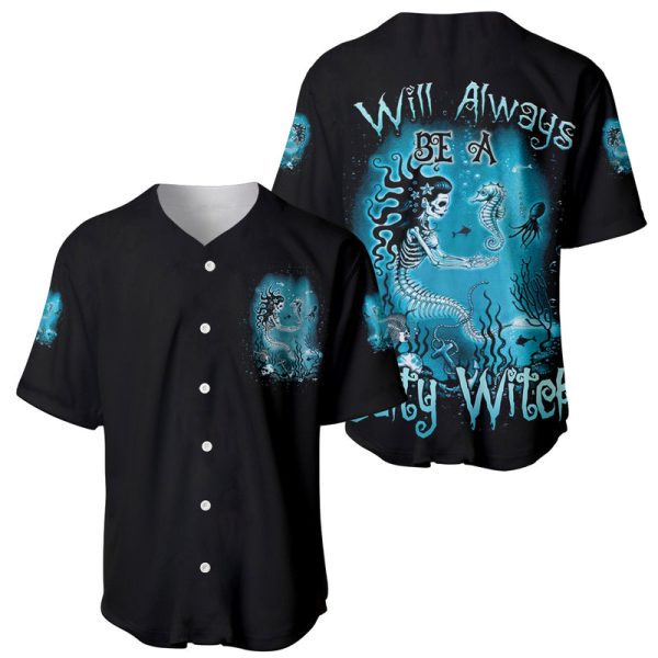 Salty Witch Mermaid Halloween Baseball Jersey For Men and Women Jezsport.com