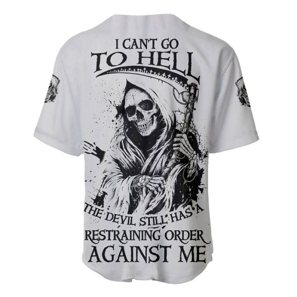 I Can't Go To Hell Reaper Skull Baseball Jersey Jezsport.com