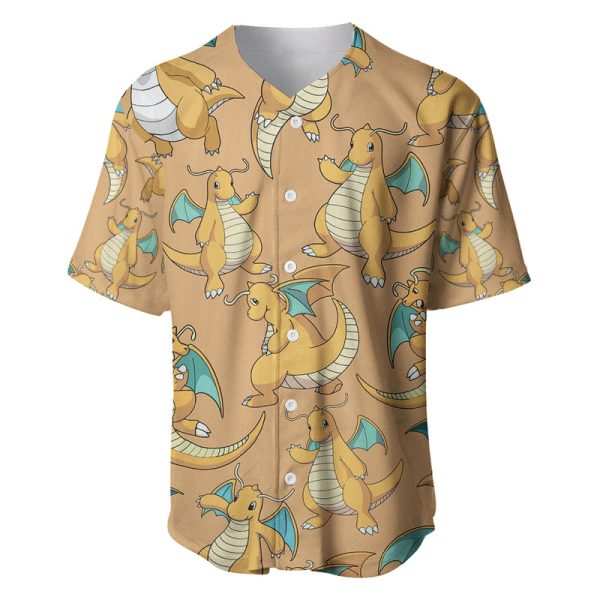 Dragonite Pattern Style Baseball Jersey Jezsport.com