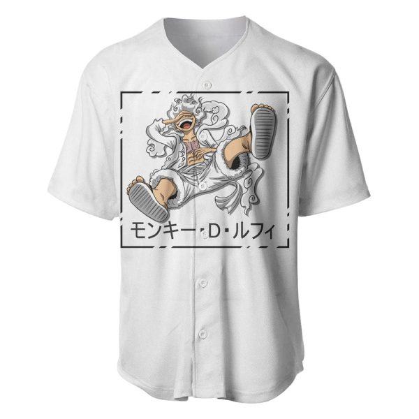 Luffy Gear 5 White Hair One Piece Streetstyle Baseball Jersey Jezsport.com