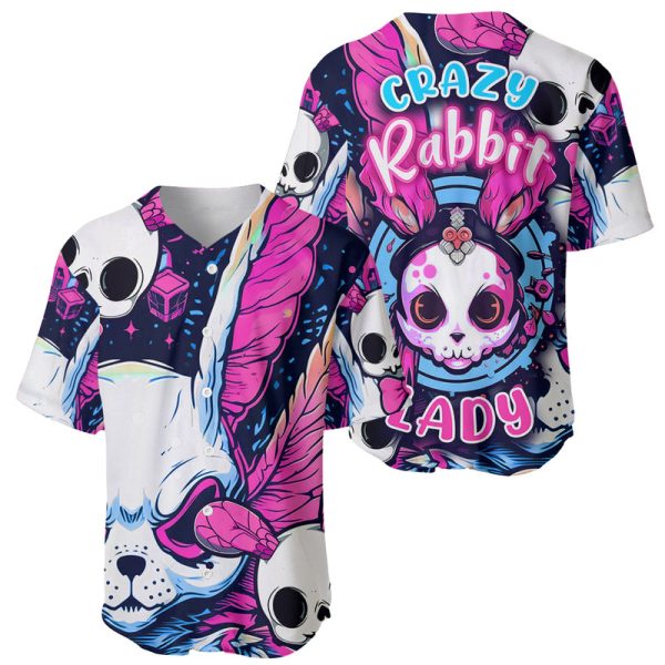 Crazy Rabbit Lady Baseball Jersey For Men and Women Jezsport.com