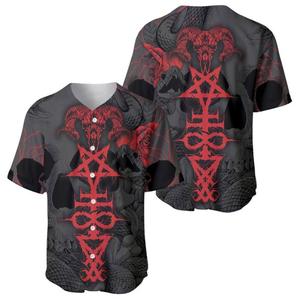 Skull Horror - Satan Symbol Grunge Baseball Jersey For Men and Women Jezsport.com