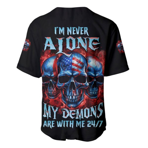 I'm Never Alone My Demons Are With Me 24/7 Baseball Jersey Jezsport.com