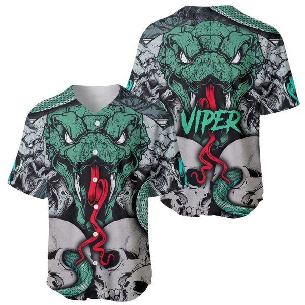 Infernal Trio Baseball Jersey Skull, Viper, and Sinister Snake For Men and Women Jezsport.com