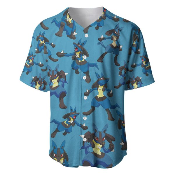 Lucario Pattern Style Baseball Jersey Jezsport.com