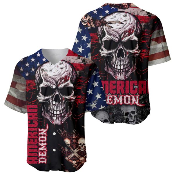 Skull Baseball Jersey American Demon For Men and Women Jezsport.com