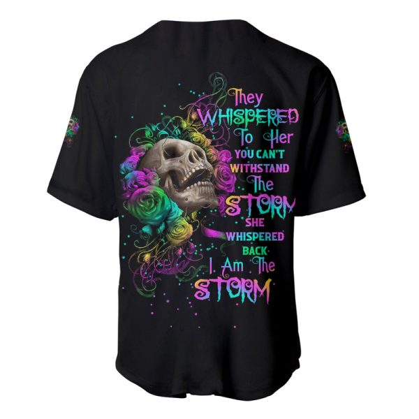 I Am The Storm Tie Dye Rose Skull Baseball Jersey Jezsport.com