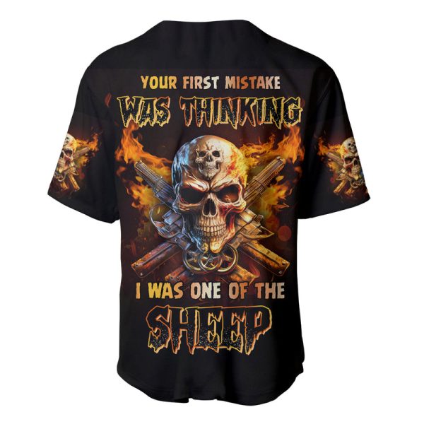 Your First Mistake Fire Skull Baseball Jersey Jezsport.com