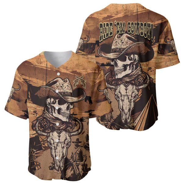 Skull Cowboy Baseball Jersey Rise Em Cowboy For Men and Women Jezsport.com