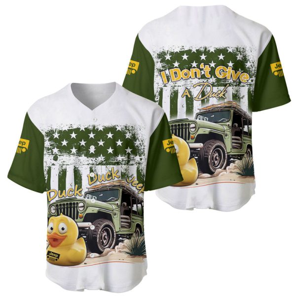 Duck Duck Jeep Baseball Jersey I Don't Give A Duck Mix Green American Flag For Men and Women Jezsport.com