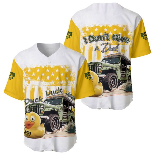 Duck Duck Jeep Baseball Jersey I Don't Give A Duck Mix Yellow American Flag For Men and Women Jezsport.com