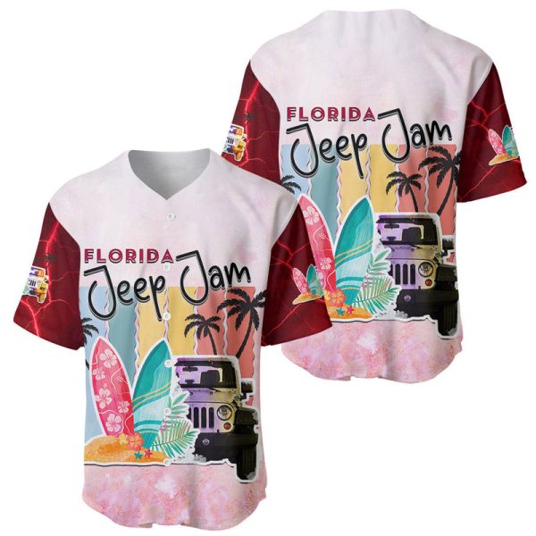 Florida Jeep Jam Baseball Jersey Surf With Your Car For Men and Women Jezsport.com