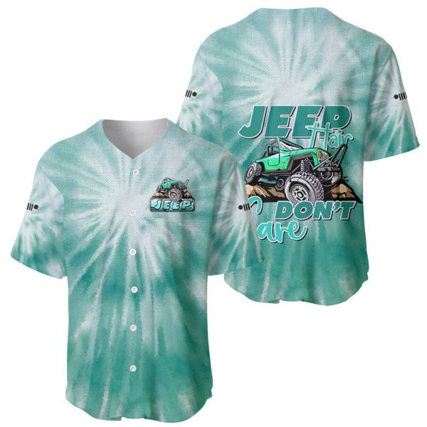 Green Jeep Tie Dye Baseball Jersey Jeep Hair Don't Care For Men and Women Jezsport.com