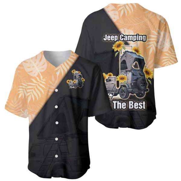 Jeep Camping Is The Best Baseball Jersey J Alphabet Mix Sunflower For Men and Women Jezsport.com