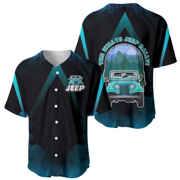 Blue Jeep Baseball Jersey The Willys Jeep Rally For Men and Women Jezsport.com