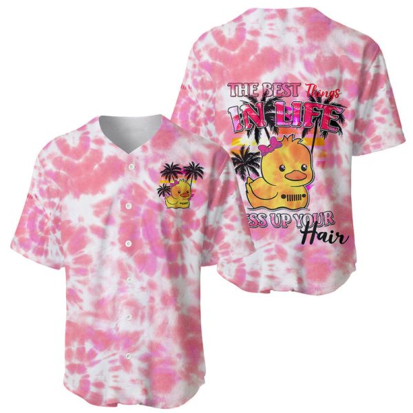 Pink Jeep Tie Dye Baseball Jersey The Best Things In Life Mess Up Your For Men and Women Jezsport.com