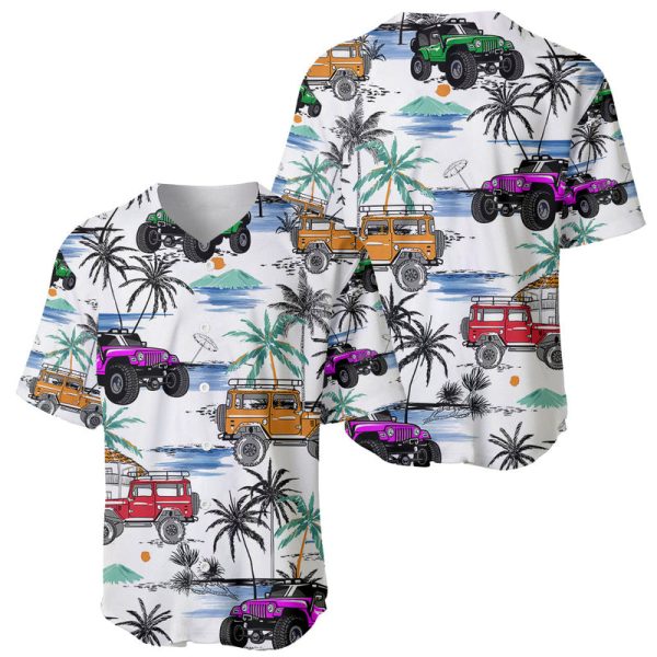 Jeep Hawaii Baseball Jersey Coconut Tree Mix Jeep For Men and Women Jezsport.com