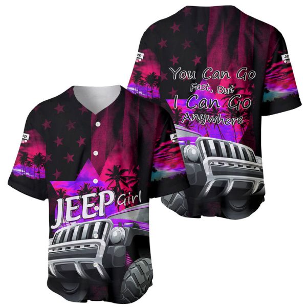 Pink Jeep Baseball Jersey You Can Go Fast, But I Can Go Anywhere For Men and Women Jezsport.com