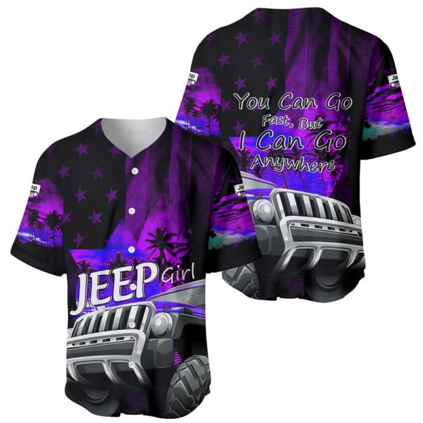 Purple Jeep Baseball Jersey You Can Go Fast, But I Can Go Anywhere For Men and Women Jezsport.com