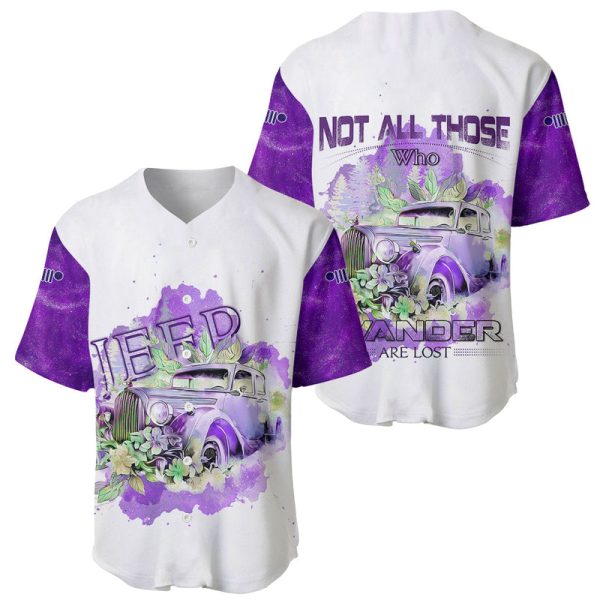 Purple Jeep Galaxy Baseball Jersey Not All Those Who Wander Are Lost For Men and Women Jezsport.com