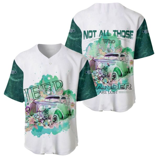 Green Jeep Galaxy Baseball Jersey Not All Those Who Wander Are Lost For Men and Women Jezsport.com