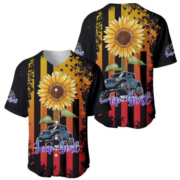 Jeep Girl Baseball Jersey Sunflowers Mix American Flag For Men and Women Jezsport.com