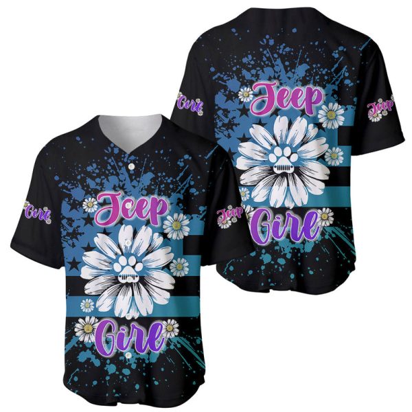 Jeep Flower Baseball Jersey A Girl And Her Dog For Men and Women Jezsport.com