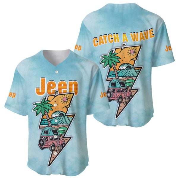 Jeep Camping Baseball Jersey Catch A Wave For Men and Women Jezsport.com