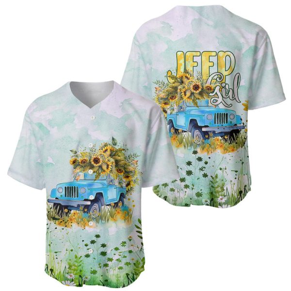 Jeep Girl Floral Sunflower Baseball Jersey For Men and Women Jezsport.com