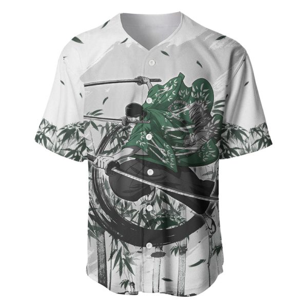 Zoro One Piece Baseball Jersey Bamboo Sumi-e Style Jezsport.com