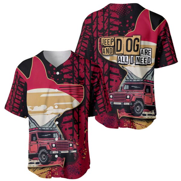 Jeep Life - Jeep and Dogs Are All I Need Baseball Jersey For Men and Women Jezsport.com