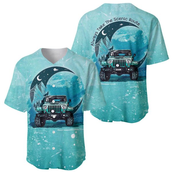 Jeep Baseball Jersey Always Take The Scenic Route For Men and Women Jezsport.com