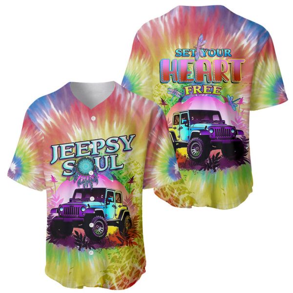 Jeepsy Soul Tie-dye Baseball Jersey Set Your Heart Free For Men and Women Jezsport.com