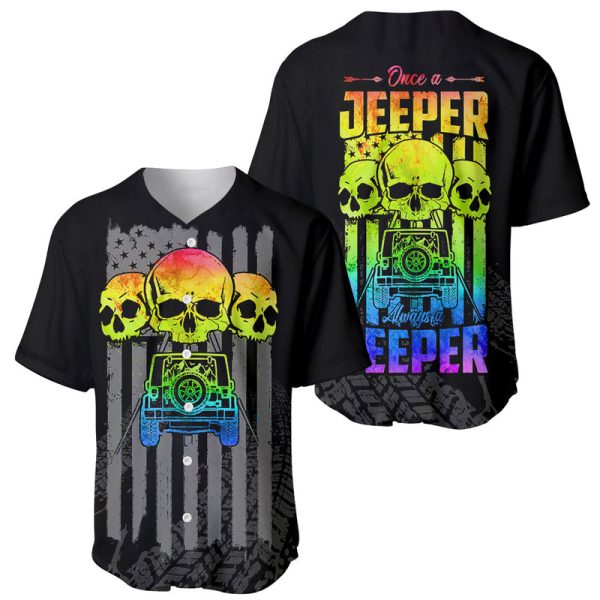 Jeep Skull Baseball Jersey Once A Jeeper Always A Jeeper For Men and Women Jezsport.com