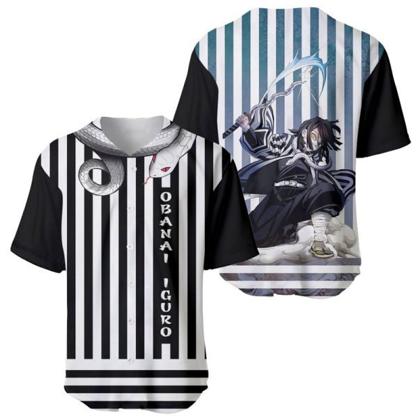 Demon Slayer Anime Baseball Jersey Obanai Iguro Serpent Hashira For Men and Women Jezsport.com