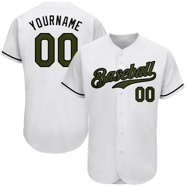 Custom Black Jersey, Personalized Black Baseball Jersey, Custom Baseball Jersey, Custom White Olive-Black Authentic Memorial Day Baseball Jersey Jezsport.com