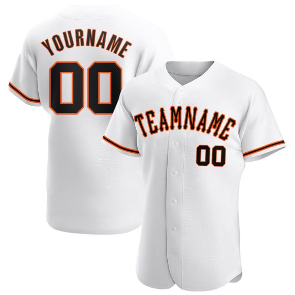 Custom Black Jersey, Personalized Black Baseball Jersey, Custom Baseball Jersey, Custom White Black-Orange Authentic Baseball Jersey Jezsport.com