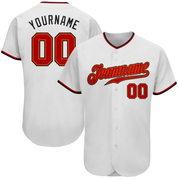 Custom Black Jersey, Personalized Black Baseball Jersey, Custom Baseball Jersey, Custom White Red-Black Authentic Baseball Jersey Jezsport.com