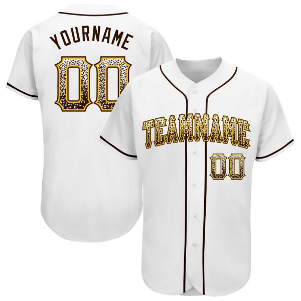 Custom Black Jersey, Personalized Black Baseball Jersey, Custom Baseball Jersey, Custom White Brown-Gold Authentic Drift Fashion Baseball Jersey Jezsport.com