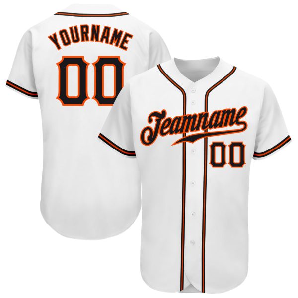 Custom Black Jersey, Personalized Black Baseball Jersey, Custom Baseball Jersey, Custom White Black-Orange Authentic Baseball Jersey Jezsport.com