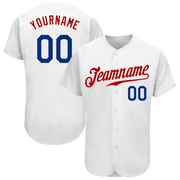 Custom Black Jersey, Personalized Black Baseball Jersey, Custom Baseball Jersey, Custom White Royal-Red Authentic Baseball Jersey Jezsport.com