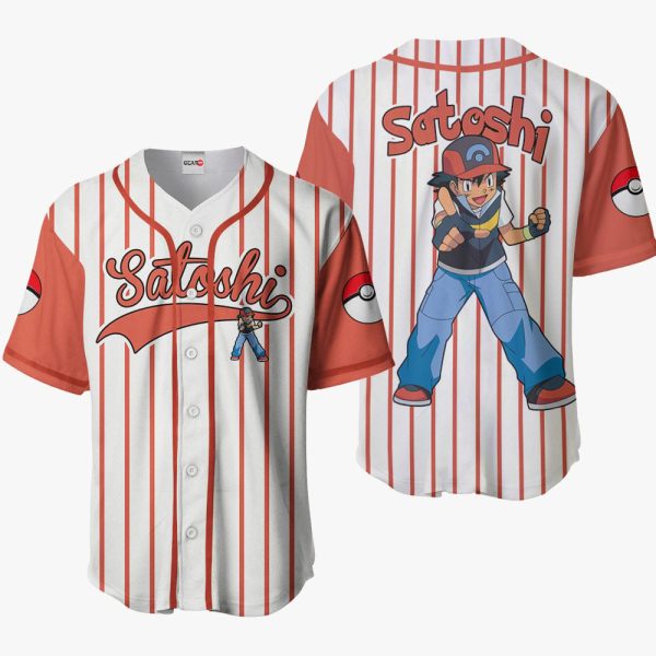 Anime Pokemon Ash Ketchum Satoshi Baseball Jersey For Men and Women Jezsport.com