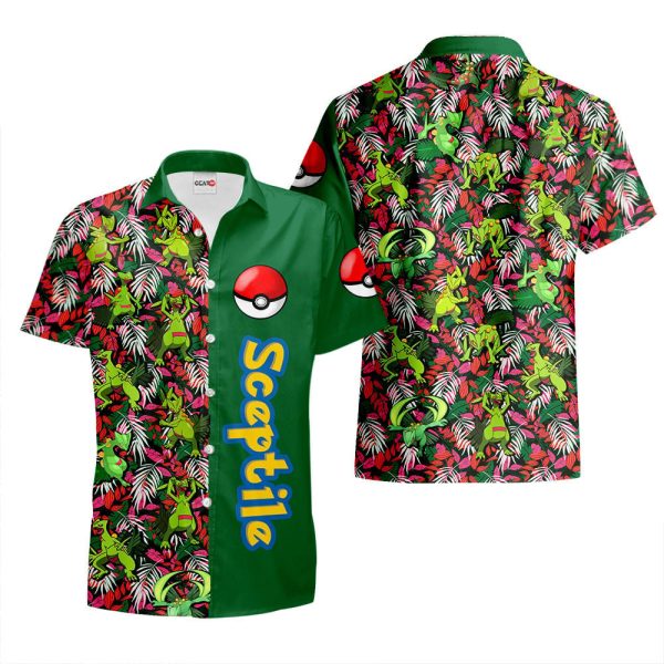 Pokemon Pattern Sceptile Hawaiian Shirt, Summer Shirt For Men and Women Jezsport.com