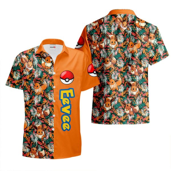 Pokemon Pattern Eevee Hawaiian Shirt, Summer Shirt For Men and Women Jezsport.com