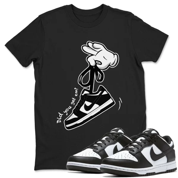 Cartoon Hands Unisex Crew Neck T-Shirt, Sneaker Shirt To Match Dunks Panda Black White Jezsport.com