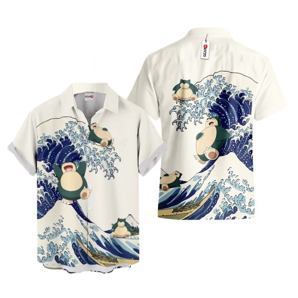 Pokemon Snorlax Kanagawa Great Wave Hawaiian Shirt, Summer Shirt For Men and Women Jezsport.com