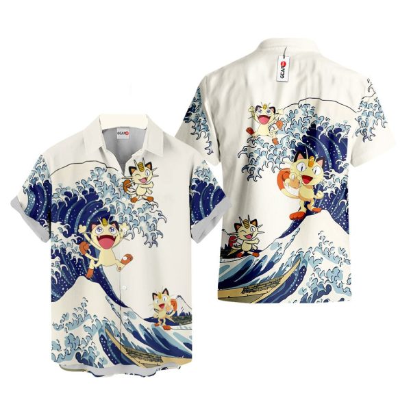 Pokemon Meowth Kanagawa Great Wave Hawaiian Shirt, Summer Shirt For Men and Women Jezsport.com