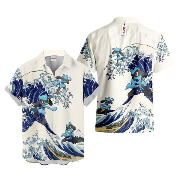 Pokemon Riolu Kanagawa Great Wave Hawaiian Shirt, Summer Shirt For Men and Women Jezsport.com