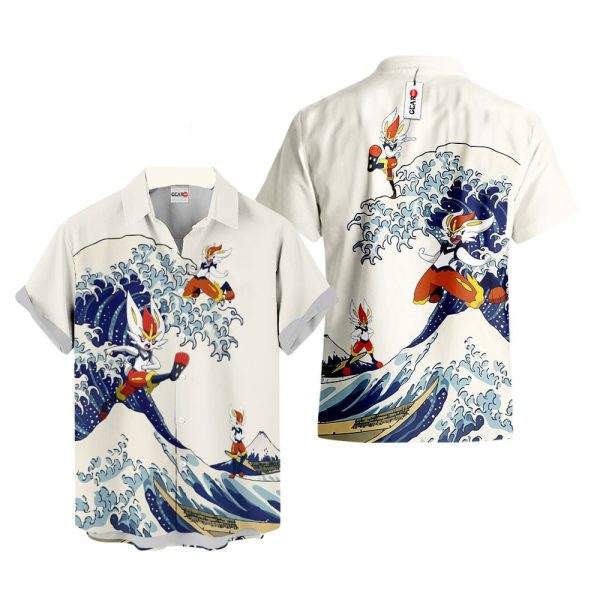 Pokemon Cinderace Kanagawa Great Wave Hawaiian Shirt, Summer Shirt For Men and Women Jezsport.com