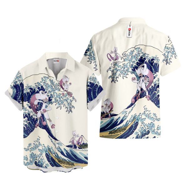 Pokemon Mewtwo Kanagawa Great Wave Hawaiian Shirt, Summer Shirt For Men and Women Jezsport.com